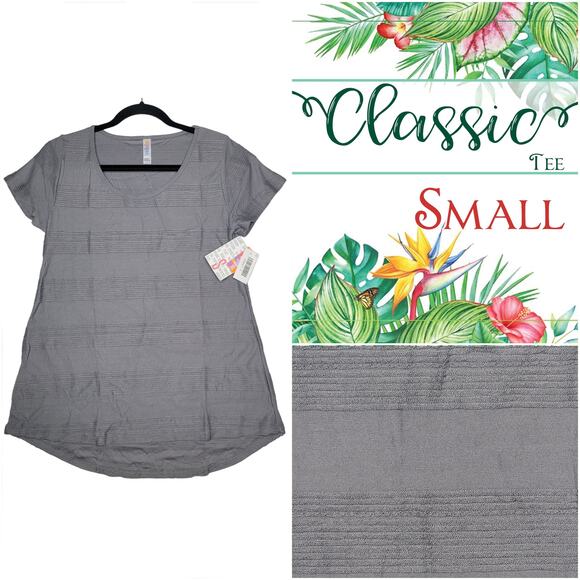 LuLaRoe Classic T Small Grey Pintuck Stripe Textured Tee Solid Top Short Sleeve - Picture 9 of 9